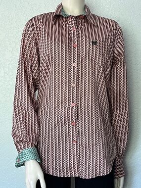 Cinch Western Button Down Shirt Women’s Medium Rodeo Cowgirl Geometric Print